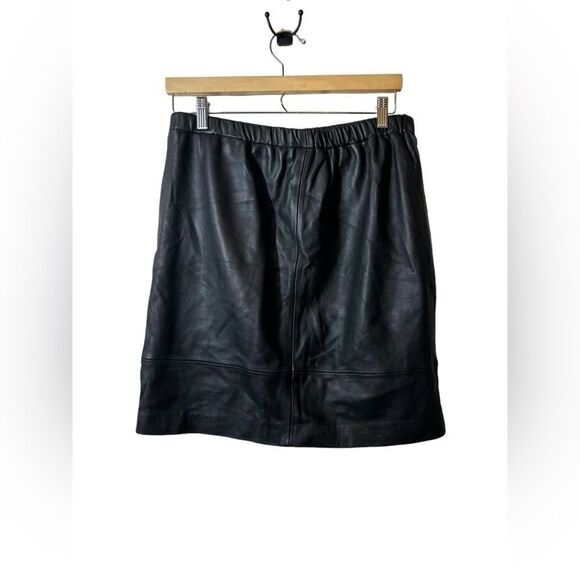 KENNETH COLE black leather skirt 8 - Picture 2 of 4